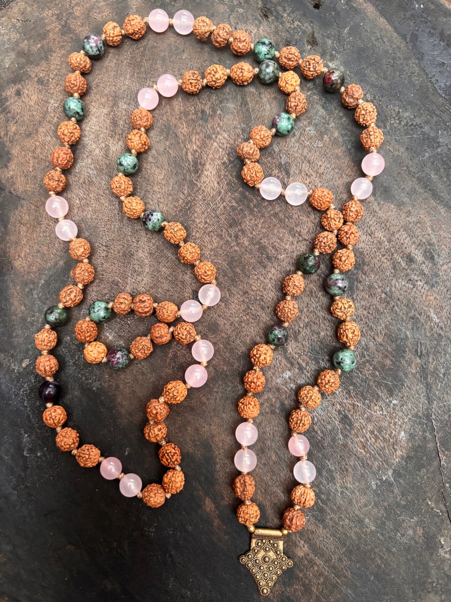 Mala - Rudraksha & afrikansk turkos