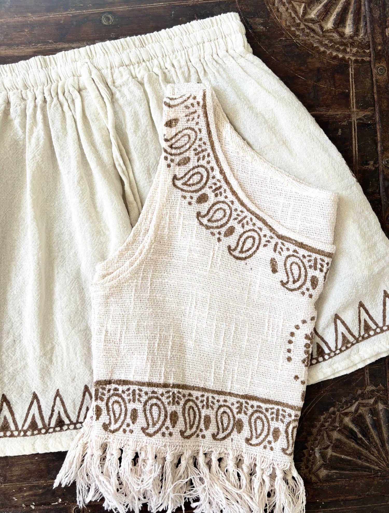 Boho-shorts i bomull